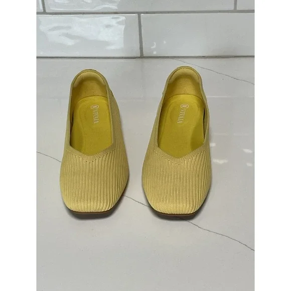 Vivaia Samantha Yellow Square Toe Classic Office Loafers Comfort Shoe 36 US6 - Picture 2 of 16